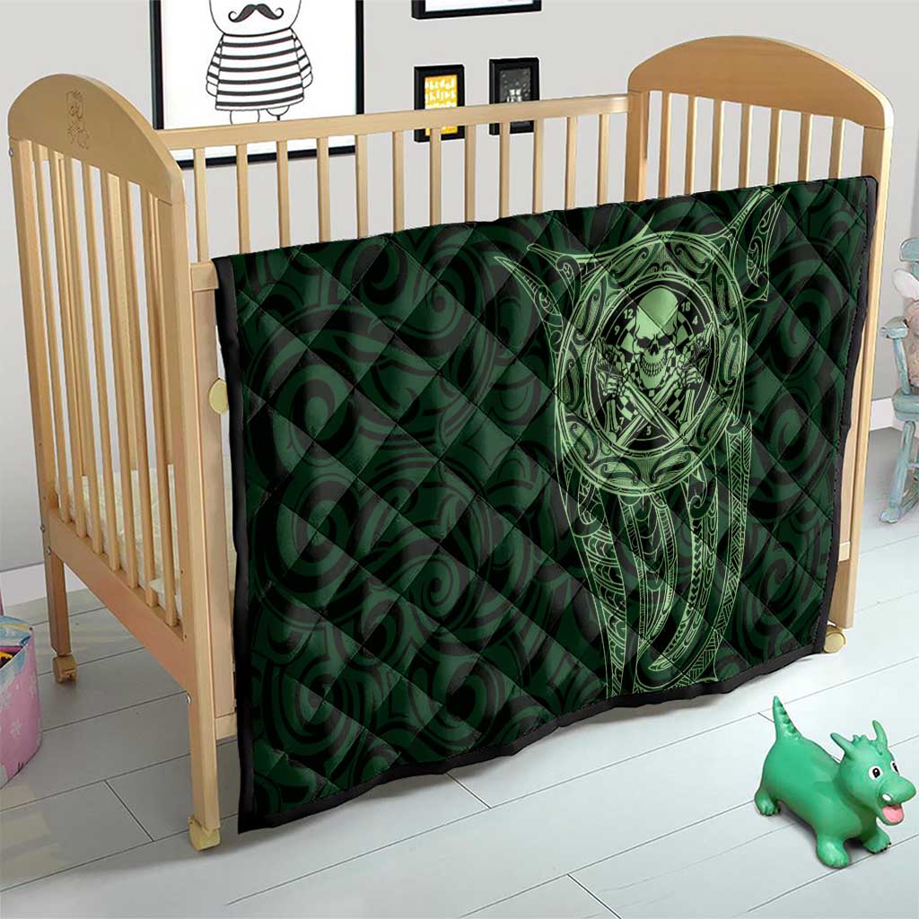 New Zealand Skull Darts Quilt Aotearoa Maori Chest Tattoo Stylized Green - Aussie Hoodie
