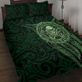 New Zealand Skull Darts Quilt Bed Set Aotearoa Maori Chest Tattoo Stylized Green - Aussie Hoodie