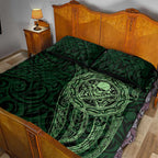 New Zealand Skull Darts Quilt Bed Set Aotearoa Maori Chest Tattoo Stylized Green - Aussie Hoodie