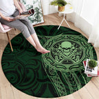 New Zealand Skull Darts Round Carpet Aotearoa Maori Chest Tattoo Stylized Green - Aussie Hoodie