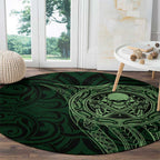 New Zealand Skull Darts Round Carpet Aotearoa Maori Chest Tattoo Stylized Green - Aussie Hoodie