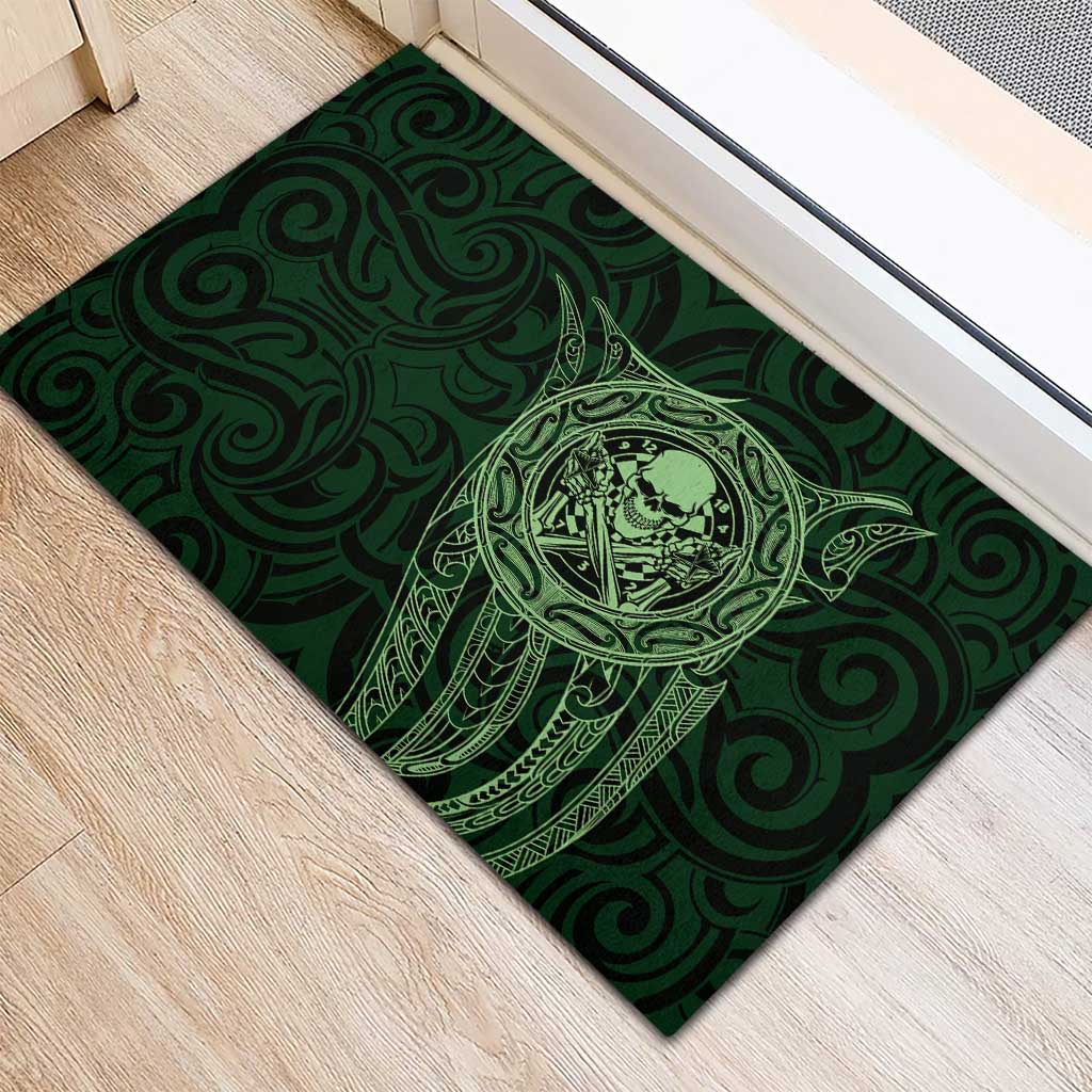 New Zealand Skull Darts Rubber Doormat Aotearoa Maori Chest Tattoo Stylized Green - Aussie Hoodie