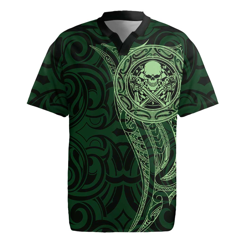 New Zealand Skull Darts Rugby Jersey Aotearoa Maori Chest Tattoo Stylized Green - Aussie Hoodie