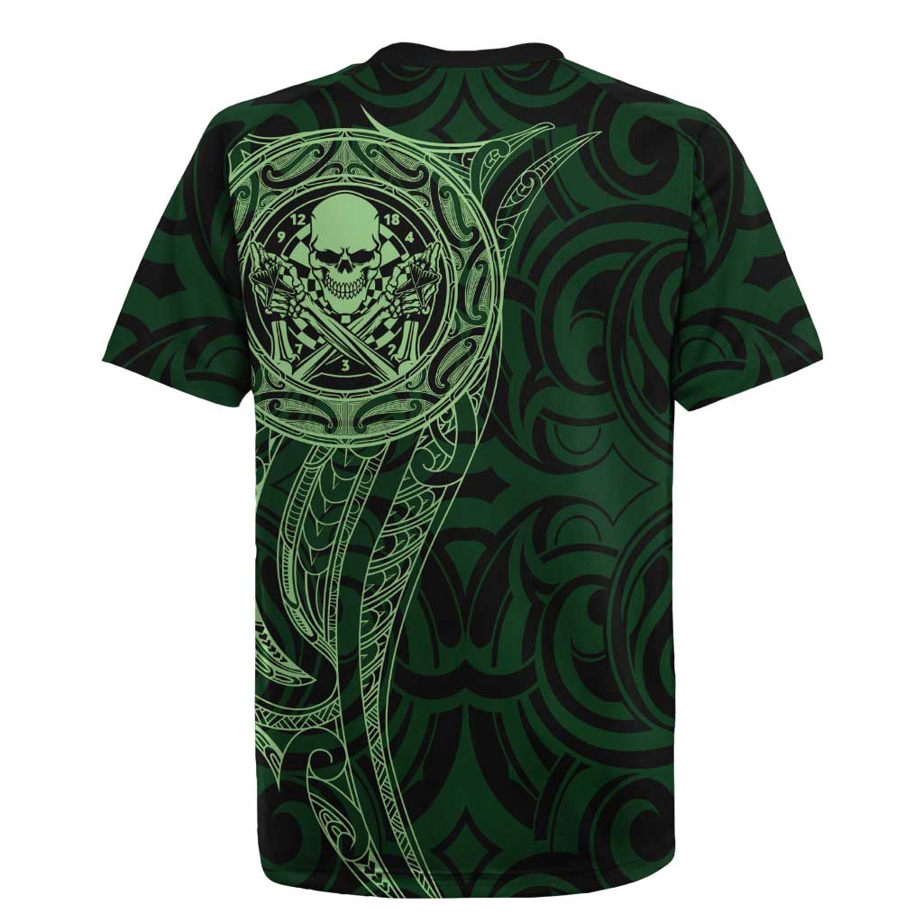New Zealand Skull Darts Rugby Jersey Aotearoa Maori Chest Tattoo Stylized Green - Aussie Hoodie
