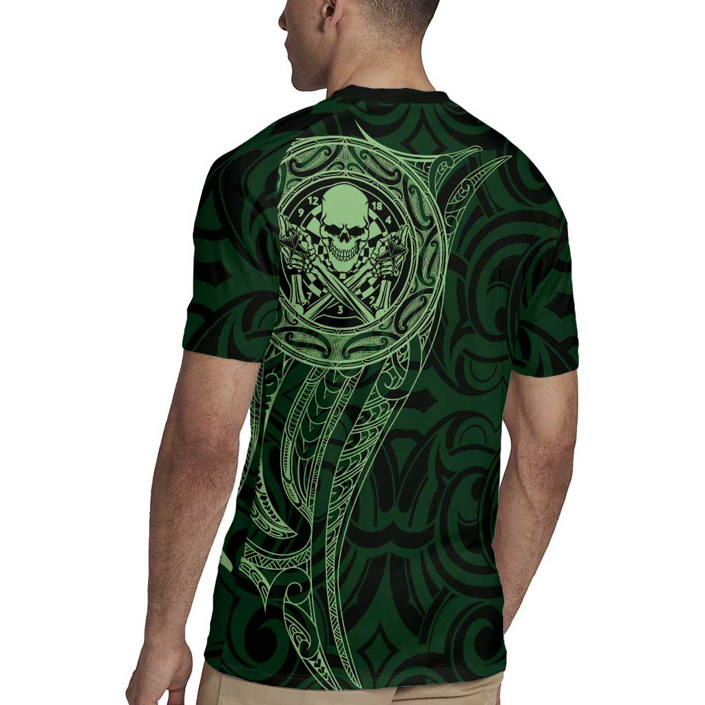 New Zealand Skull Darts Rugby Jersey Aotearoa Maori Chest Tattoo Stylized Green - Aussie Hoodie