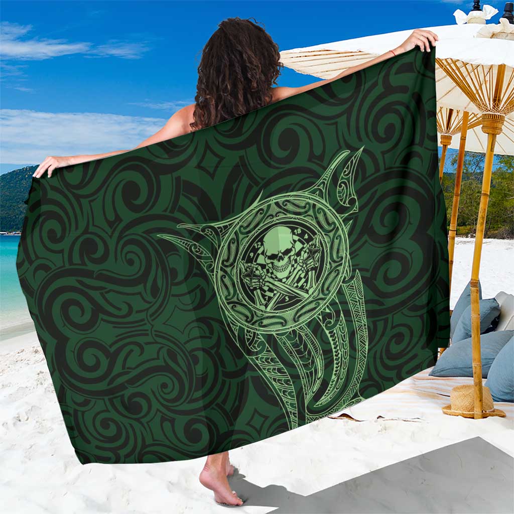 New Zealand Skull Darts Sarong Aotearoa Maori Chest Tattoo Stylized Green - Aussie Hoodie