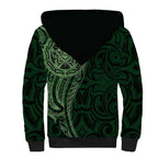 New Zealand Skull Darts Sherpa Hoodie Aotearoa Maori Chest Tattoo Stylized Green - Aussie Hoodie