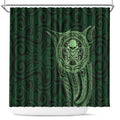 New Zealand Skull Darts Shower Curtain Aotearoa Maori Chest Tattoo Stylized Green - Aussie Hoodie