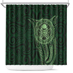 New Zealand Skull Darts Shower Curtain Aotearoa Maori Chest Tattoo Stylized Green - Aussie Hoodie