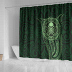 New Zealand Skull Darts Shower Curtain Aotearoa Maori Chest Tattoo Stylized Green - Aussie Hoodie