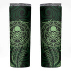 New Zealand Skull Darts Skinny Tumbler Aotearoa Maori Chest Tattoo Stylized Green - Aussie Hoodie