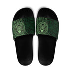 New Zealand Skull Darts Slide Sandals Aotearoa Maori Chest Tattoo Stylized Green - Aussie Hoodie
