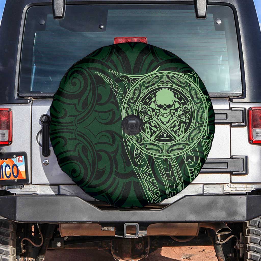 New Zealand Skull Darts Spare Tire Cover Aotearoa Maori Chest Tattoo Stylized Green - Aussie Hoodie