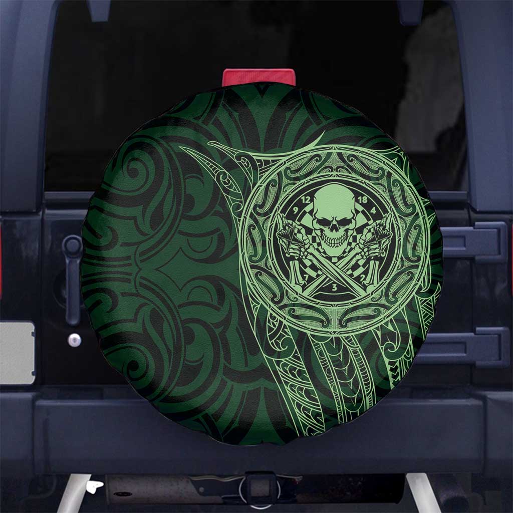New Zealand Skull Darts Spare Tire Cover Aotearoa Maori Chest Tattoo Stylized Green - Aussie Hoodie