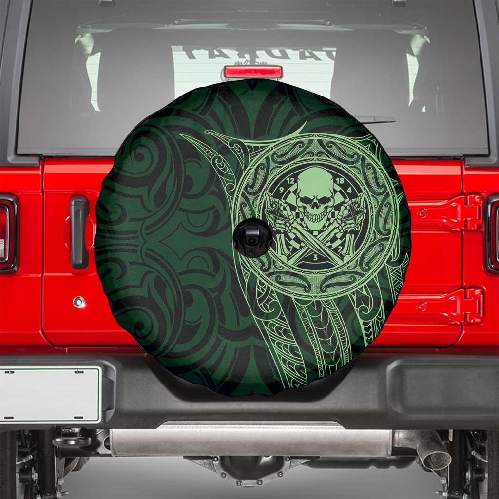New Zealand Skull Darts Spare Tire Cover Aotearoa Maori Chest Tattoo Stylized Green - Aussie Hoodie