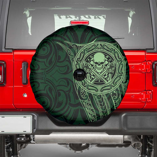 New Zealand Skull Darts Spare Tire Cover Aotearoa Maori Chest Tattoo Stylized Green - Aussie Hoodie