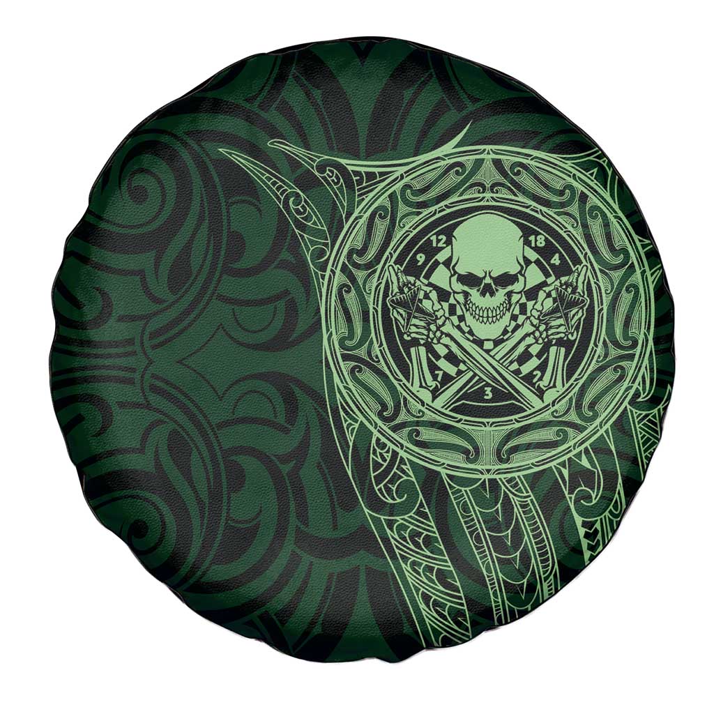 New Zealand Skull Darts Spare Tire Cover Aotearoa Maori Chest Tattoo Stylized Green - Aussie Hoodie