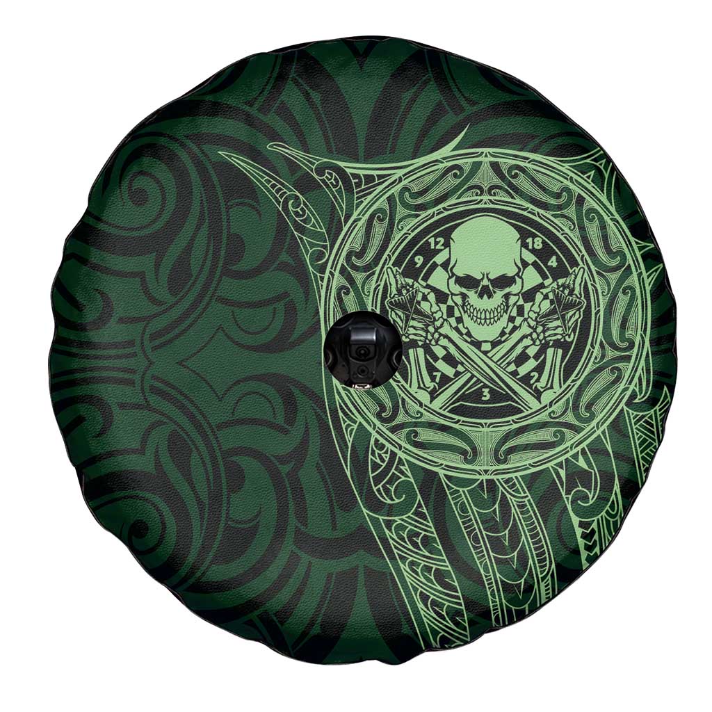 New Zealand Skull Darts Spare Tire Cover Aotearoa Maori Chest Tattoo Stylized Green - Aussie Hoodie