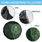 New Zealand Skull Darts Spare Tire Cover Aotearoa Maori Chest Tattoo Stylized Green - Aussie Hoodie