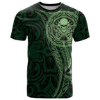 New Zealand Skull Darts T Shirt Aotearoa Maori Chest Tattoo Stylized Green - Aussie Hoodie