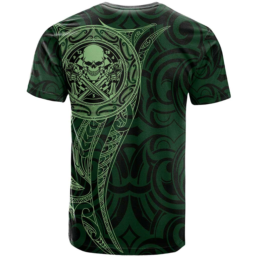 New Zealand Skull Darts T Shirt Aotearoa Maori Chest Tattoo Stylized Green - Aussie Hoodie