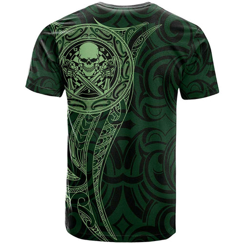 New Zealand Skull Darts T Shirt Aotearoa Maori Chest Tattoo Stylized Green - Aussie Hoodie