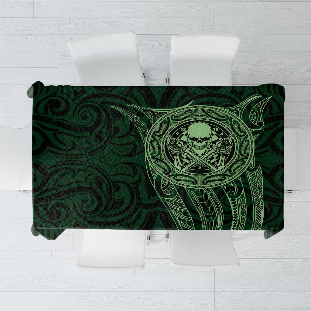 New Zealand Skull Darts Tablecloth Aotearoa Maori Chest Tattoo Stylized Green - Aussie Hoodie