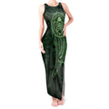 New Zealand Skull Darts Tank Maxi Dress Aotearoa Maori Chest Tattoo Stylized Green - Aussie Hoodie