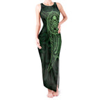 New Zealand Skull Darts Tank Maxi Dress Aotearoa Maori Chest Tattoo Stylized Green - Aussie Hoodie