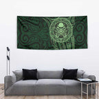 New Zealand Skull Darts Tapestry Aotearoa Maori Chest Tattoo Stylized Green - Aussie Hoodie