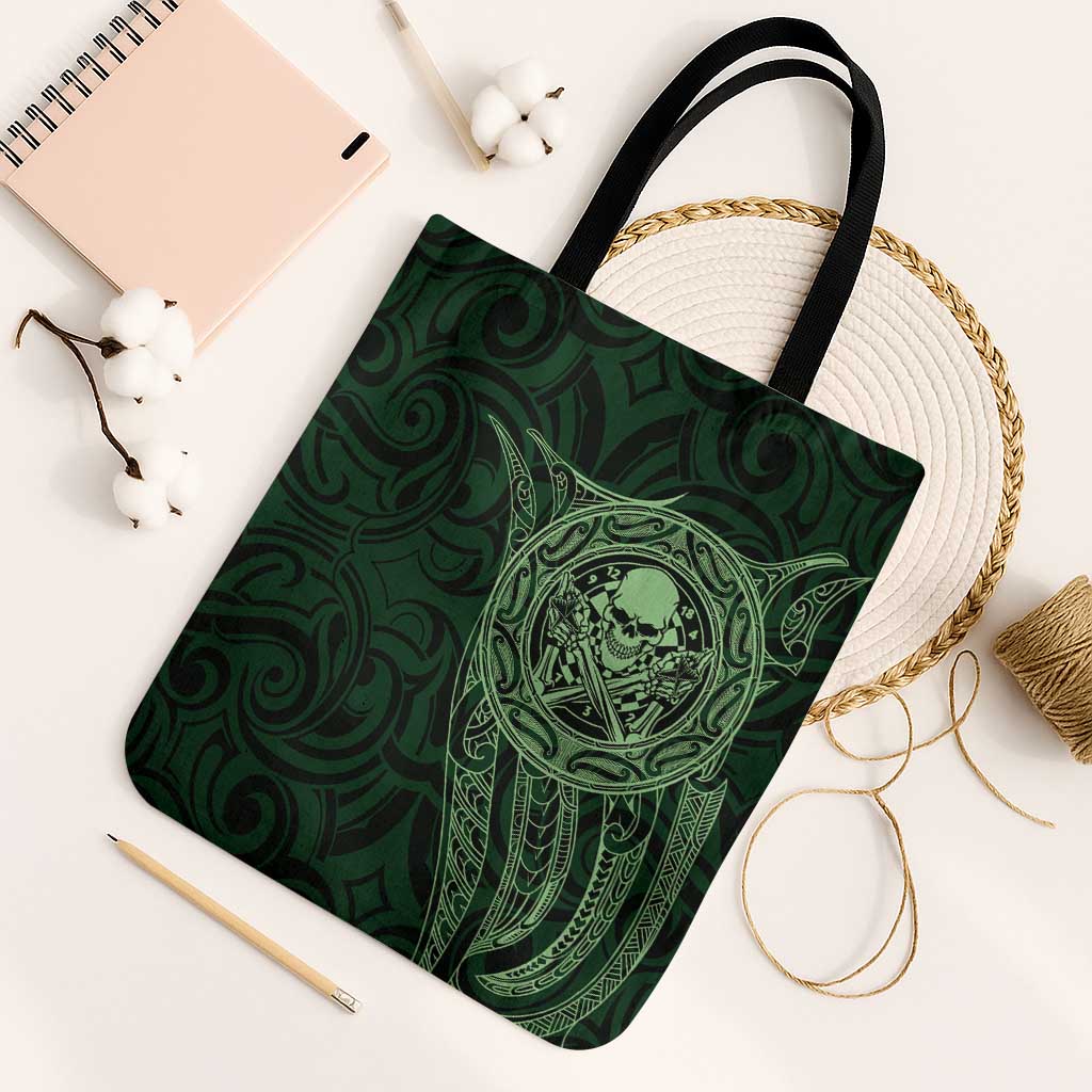 New Zealand Skull Darts Tote Bag Aotearoa Maori Chest Tattoo Stylized Green - Aussie Hoodie