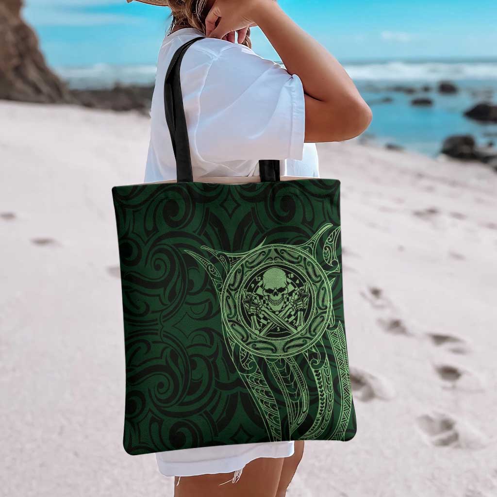 New Zealand Skull Darts Tote Bag Aotearoa Maori Chest Tattoo Stylized Green - Aussie Hoodie