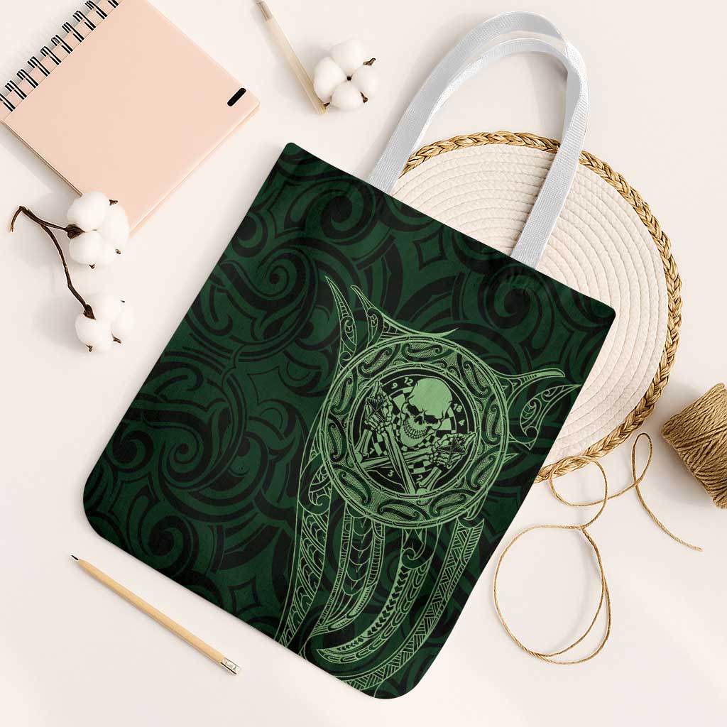 New Zealand Skull Darts Tote Bag Aotearoa Maori Chest Tattoo Stylized Green - Aussie Hoodie
