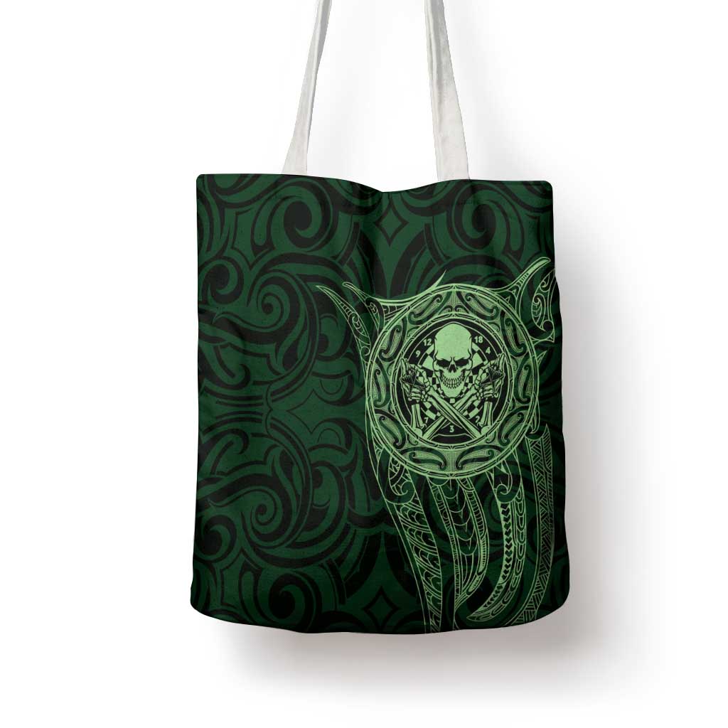 New Zealand Skull Darts Tote Bag Aotearoa Maori Chest Tattoo Stylized Green - Aussie Hoodie