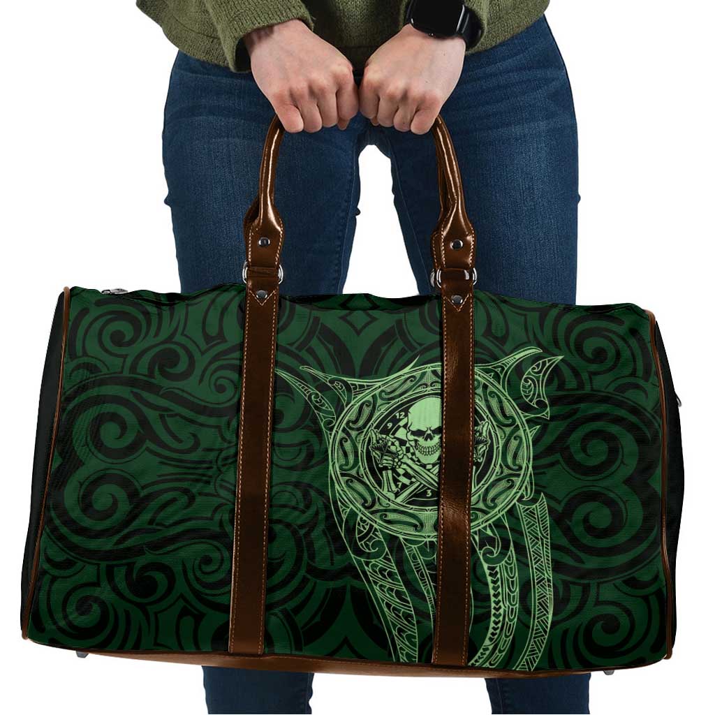 New Zealand Skull Darts Travel Bag Aotearoa Maori Chest Tattoo Stylized Green - Aussie Hoodie