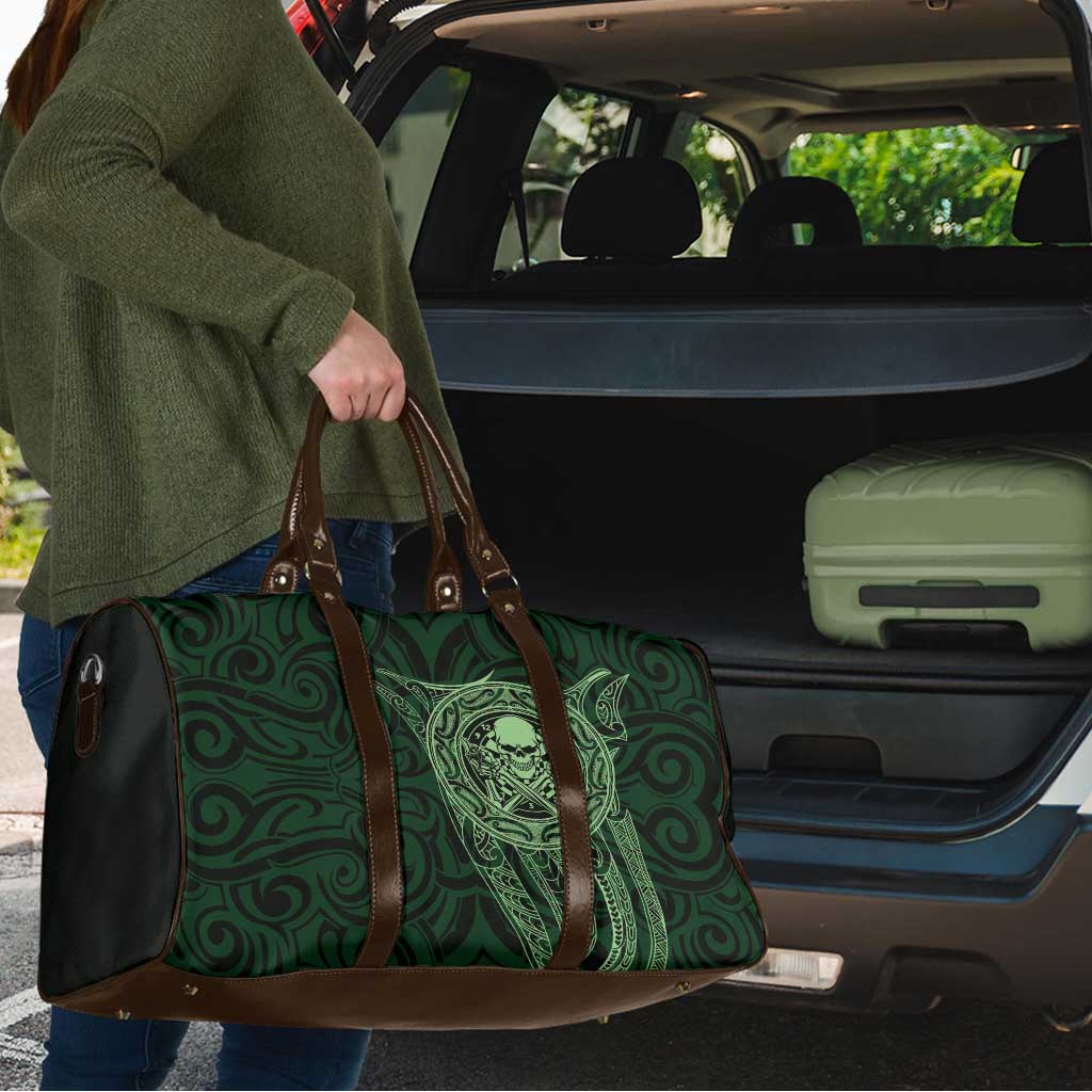 New Zealand Skull Darts Travel Bag Aotearoa Maori Chest Tattoo Stylized Green - Aussie Hoodie