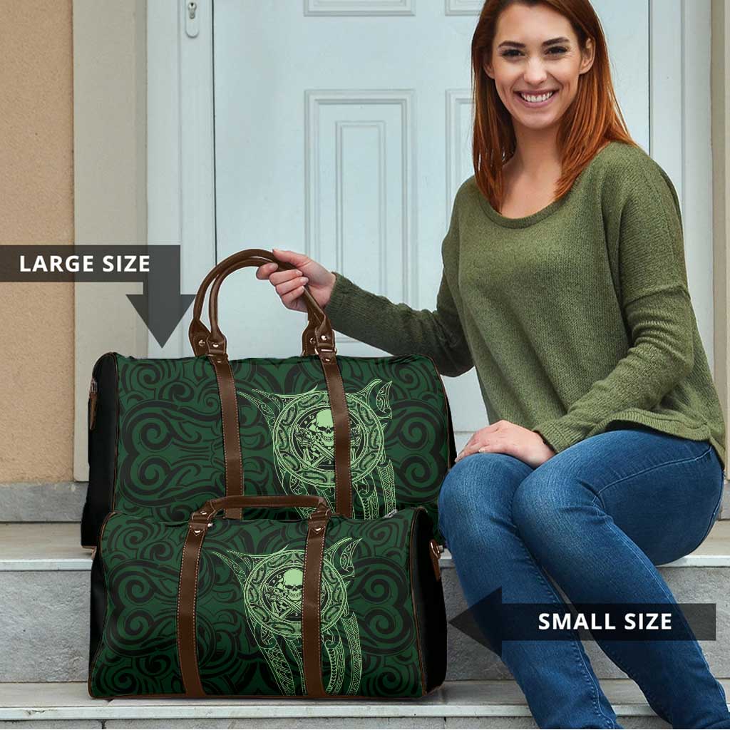 New Zealand Skull Darts Travel Bag Aotearoa Maori Chest Tattoo Stylized Green - Aussie Hoodie