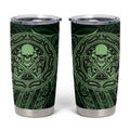 New Zealand Skull Darts Tumbler Cup Aotearoa Maori Chest Tattoo Stylized Green - Aussie Hoodie