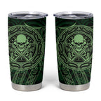 New Zealand Skull Darts Tumbler Cup Aotearoa Maori Chest Tattoo Stylized Green - Aussie Hoodie