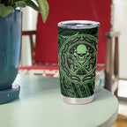 New Zealand Skull Darts Tumbler Cup Aotearoa Maori Chest Tattoo Stylized Green - Aussie Hoodie