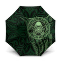 New Zealand Skull Darts Umbrella Aotearoa Maori Chest Tattoo Stylized Green - Aussie Hoodie