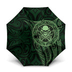 New Zealand Skull Darts Umbrella Aotearoa Maori Chest Tattoo Stylized Green - Aussie Hoodie