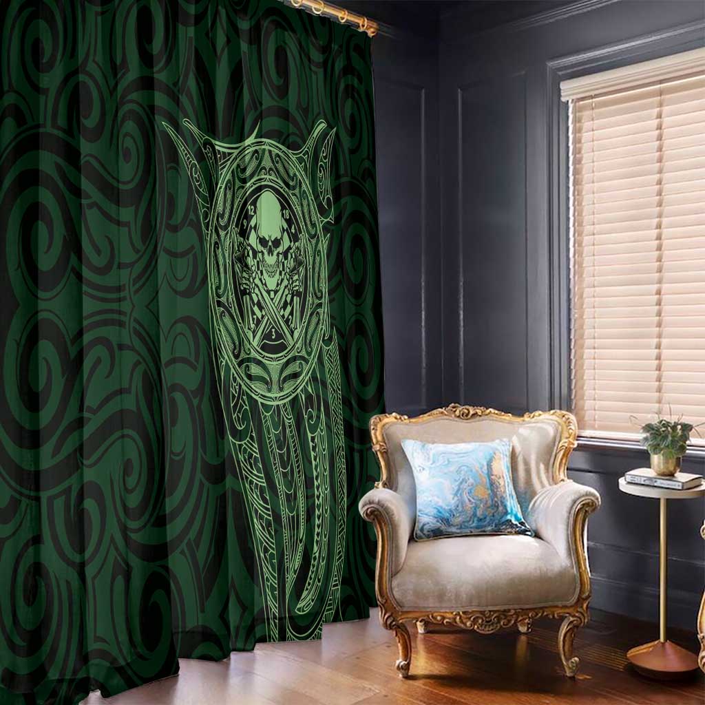 New Zealand Skull Darts Window Curtain Aotearoa Maori Chest Tattoo Stylized Green - Aussie Hoodie
