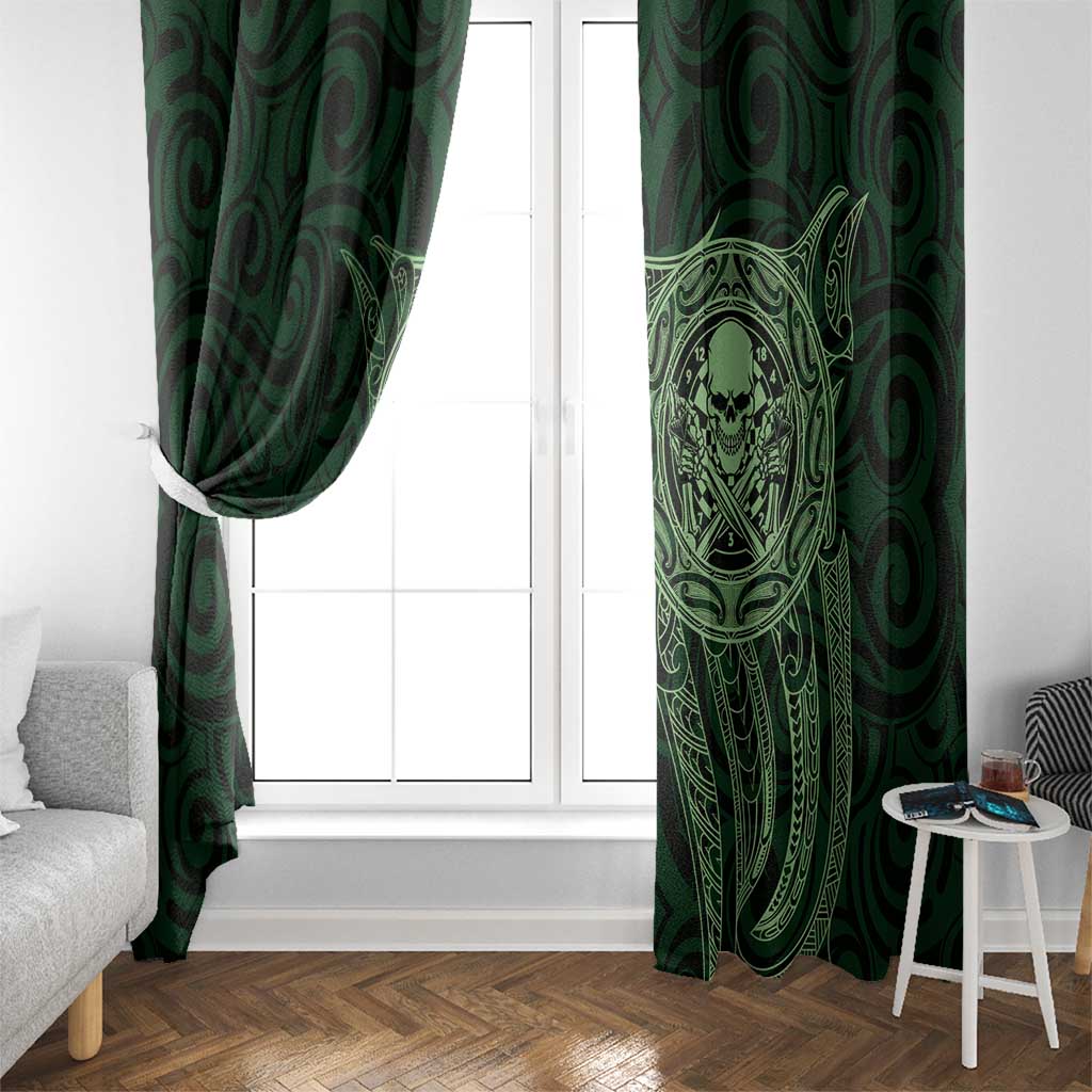 New Zealand Skull Darts Window Curtain Aotearoa Maori Chest Tattoo Stylized Green - Aussie Hoodie