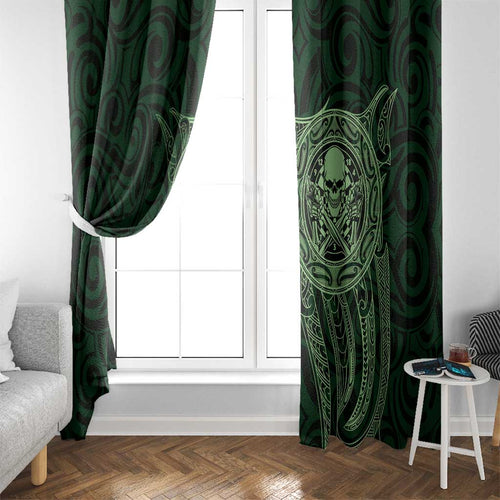 New Zealand Skull Darts Window Curtain Aotearoa Maori Chest Tattoo Stylized Green - Aussie Hoodie