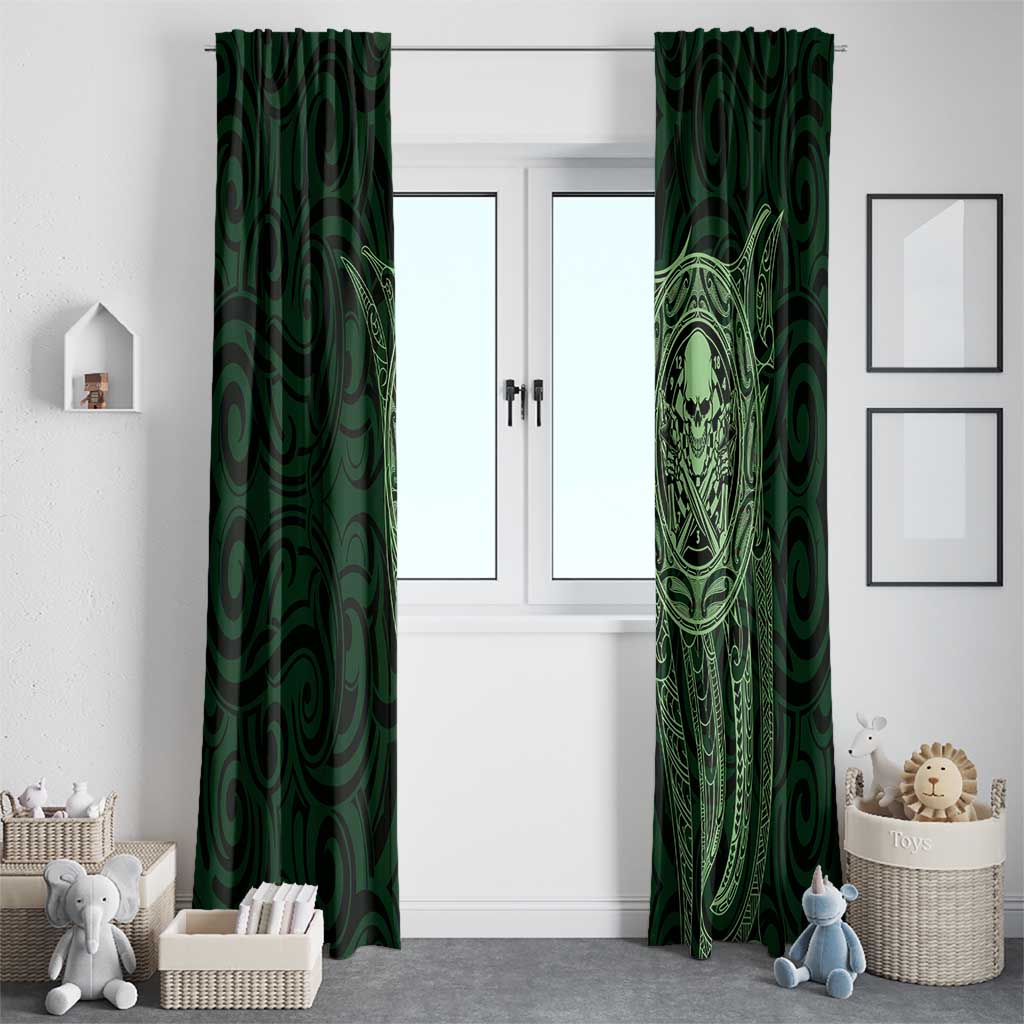 New Zealand Skull Darts Window Curtain Aotearoa Maori Chest Tattoo Stylized Green - Aussie Hoodie