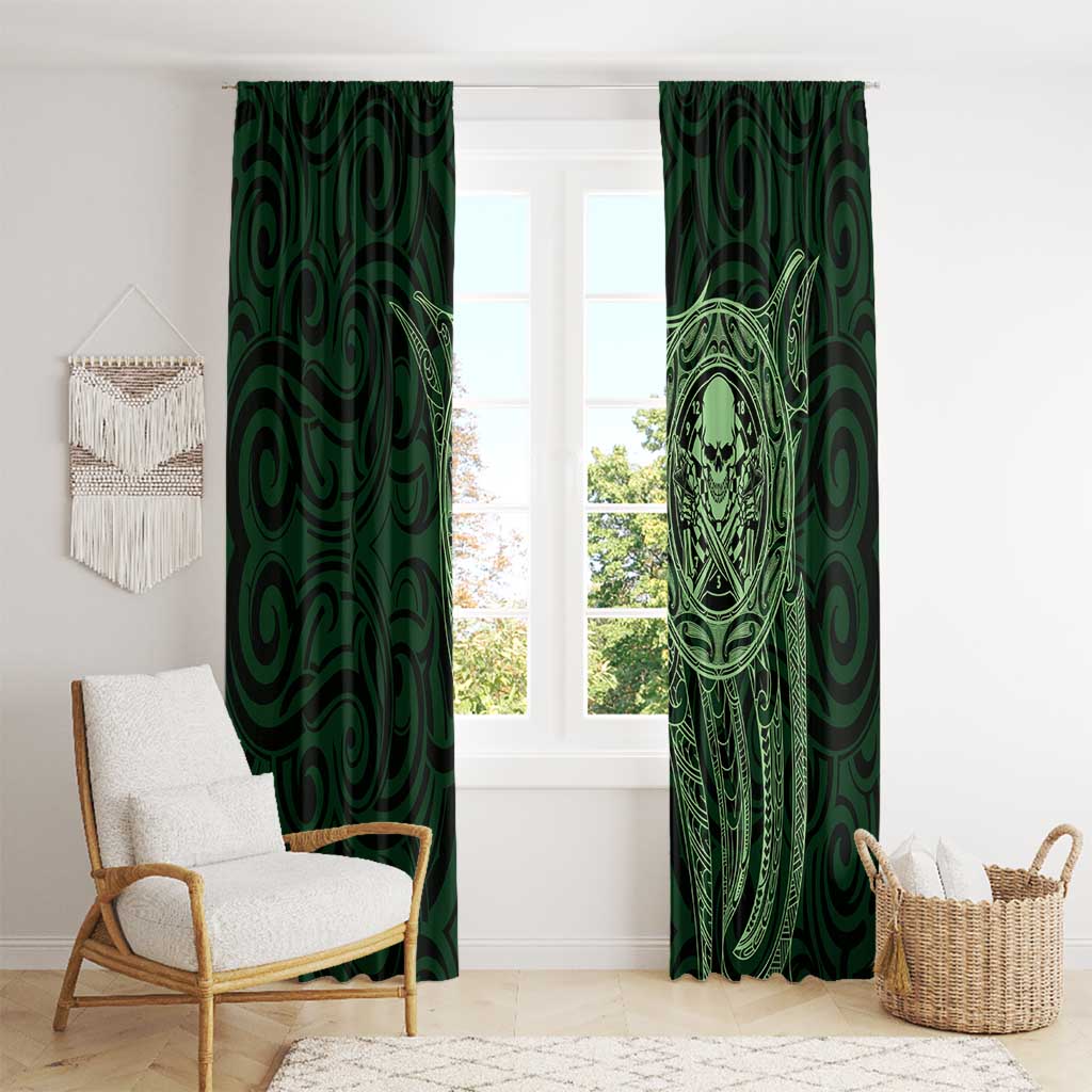 New Zealand Skull Darts Window Curtain Aotearoa Maori Chest Tattoo Stylized Green - Aussie Hoodie