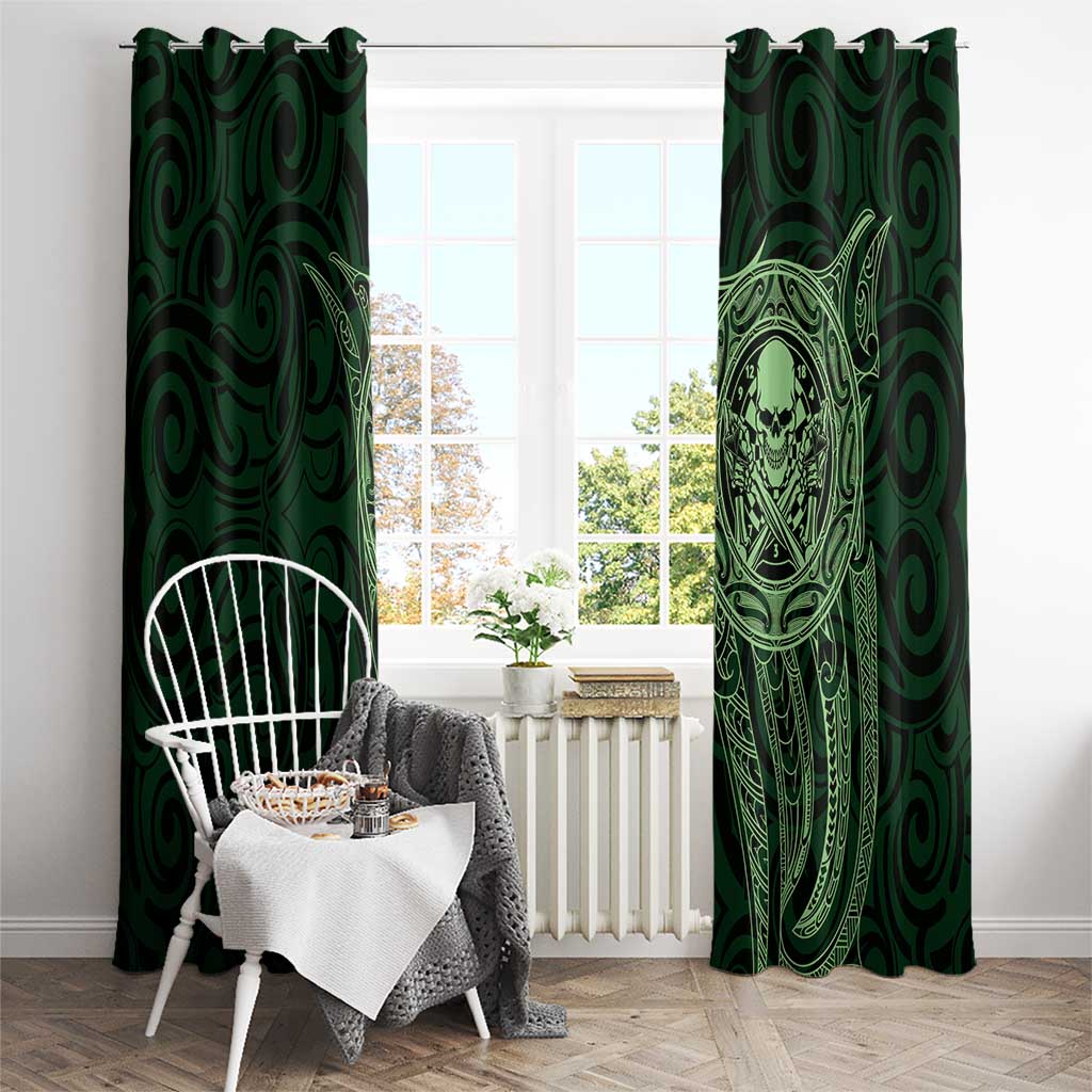 New Zealand Skull Darts Window Curtain Aotearoa Maori Chest Tattoo Stylized Green - Aussie Hoodie