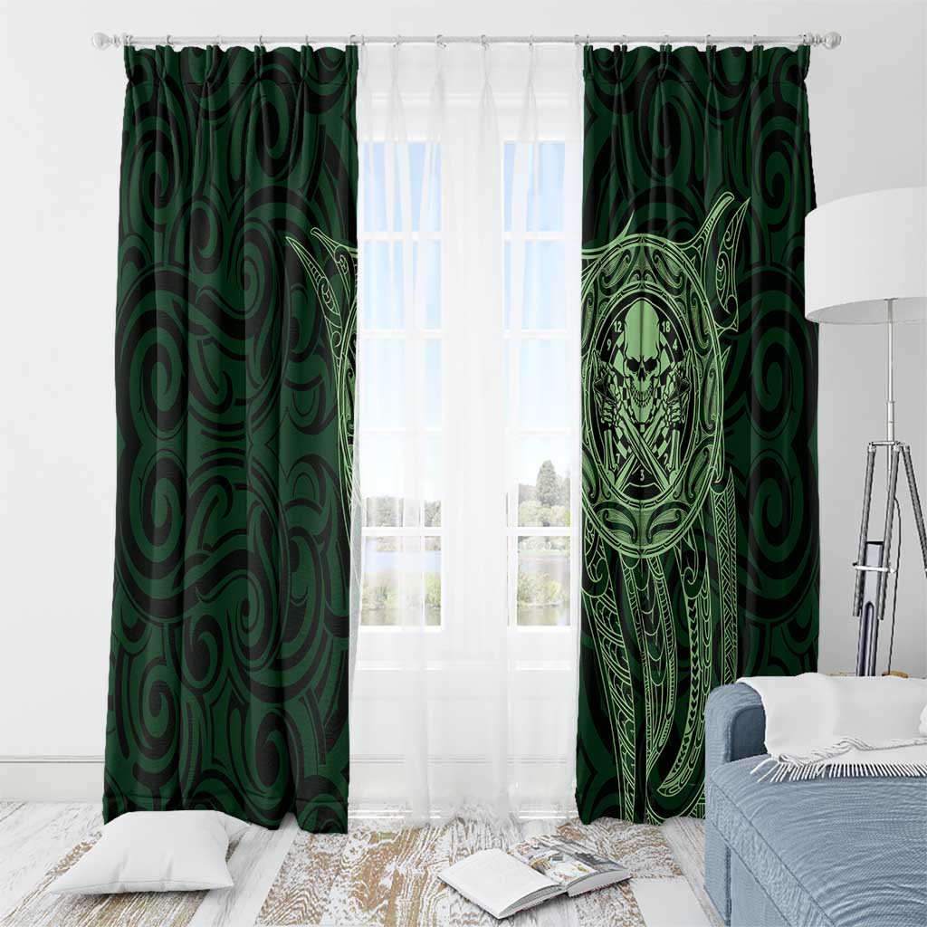 New Zealand Skull Darts Window Curtain Aotearoa Maori Chest Tattoo Stylized Green - Aussie Hoodie