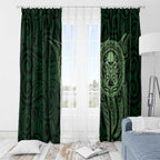 New Zealand Skull Darts Window Curtain Aotearoa Maori Chest Tattoo Stylized Green - Aussie Hoodie